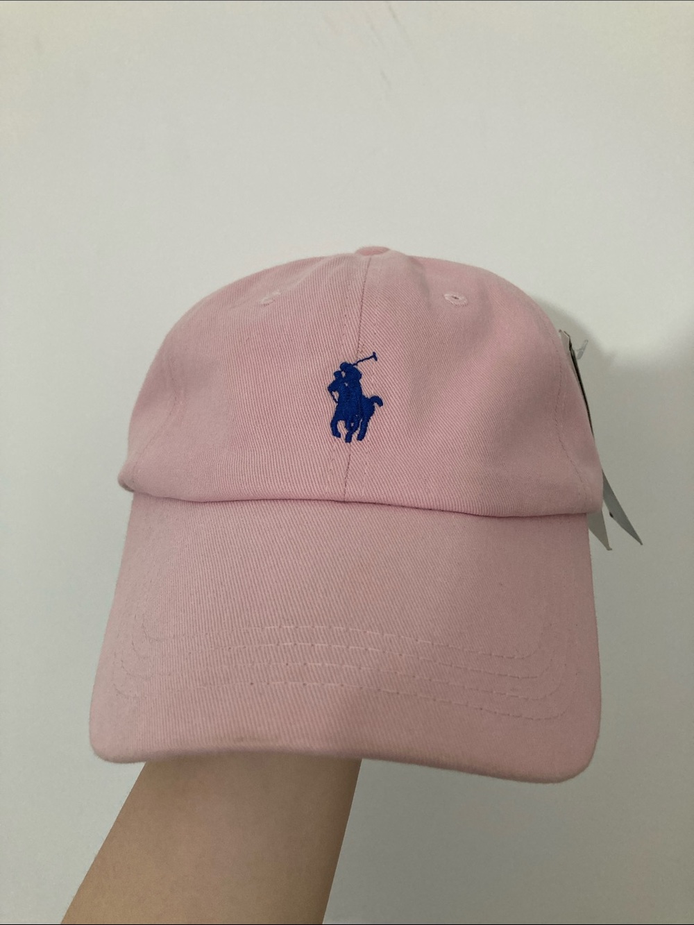Ralph Lauren Baby Pink Polo Pony Cap with Royal Blue Logo